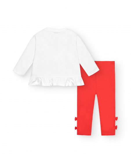 Ensemble fille blanc et rouge avec imprimé animalier et nœuds Ensemble fille blanc et rouge avec imprimé animalier et nœuds