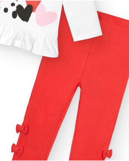 Ensemble fille blanc et rouge avec imprimé animalier et nœuds Ensemble fille blanc et rouge avec imprimé animalier et nœuds