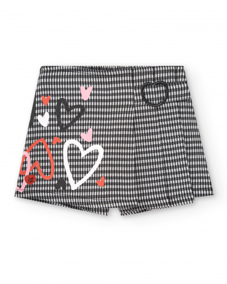 Jupe-short vichy imprimé coeur pour fille de la collection