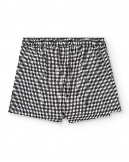 Jupe-short vichy imprimé coeur pour fille de la collection