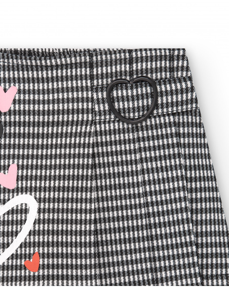 Jupe-short vichy imprimé coeur pour fille de la collection