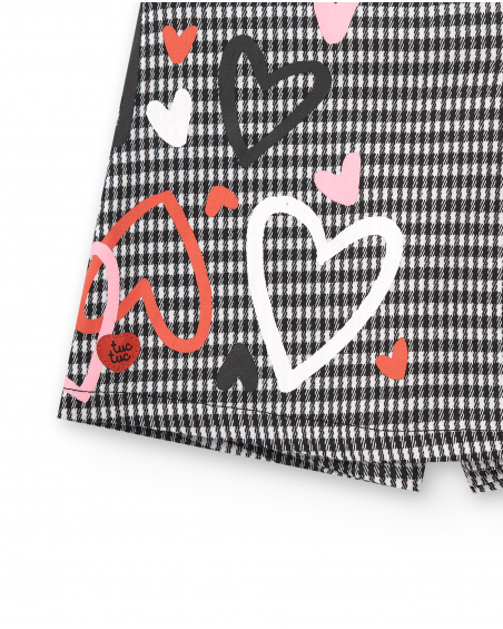 Jupe-short vichy imprimé coeur pour fille de la collection