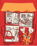 T-shirt rouge avec fenêtre et imprimé chaton pour fille de la T-shirt rouge avec fenêtre et imprimé chaton pour fille de la