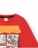 T-shirt rouge avec fenêtre et imprimé chaton pour fille de la T-shirt rouge avec fenêtre et imprimé chaton pour fille de la