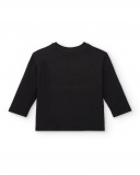 T-shirt noir imprimé coeurs rouges et blancs pour fille de la T-shirt noir imprimé coeurs rouges et blancs pour fille de la