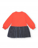 Robe rouge à motif léopard et jupe à carreaux pour fille de la Robe rouge à motif léopard et jupe à carreaux pour fille de la