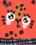 Robe rouge à motif léopard et jupe à carreaux pour fille de la Robe rouge à motif léopard et jupe à carreaux pour fille de la