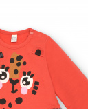 Robe rouge à motif léopard et jupe à carreaux pour fille de la Robe rouge à motif léopard et jupe à carreaux pour fille de la