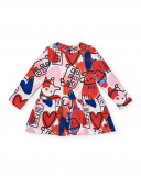 Robe à manches longues à imprimé graphique coloré pour filles Robe à manches longues à imprimé graphique coloré pour filles