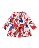 Robe à manches longues à imprimé graphique coloré pour filles Robe à manches longues à imprimé graphique coloré pour filles