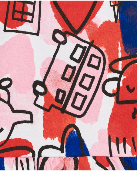 Robe à manches longues à imprimé graphique coloré pour filles