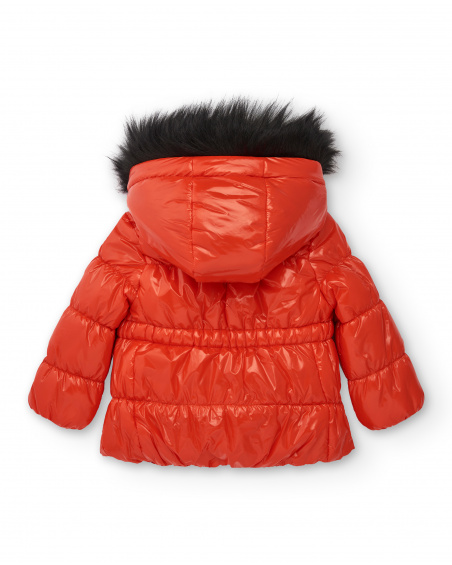 Doudoune rouge avec capuche et détail coeur pour fille de la