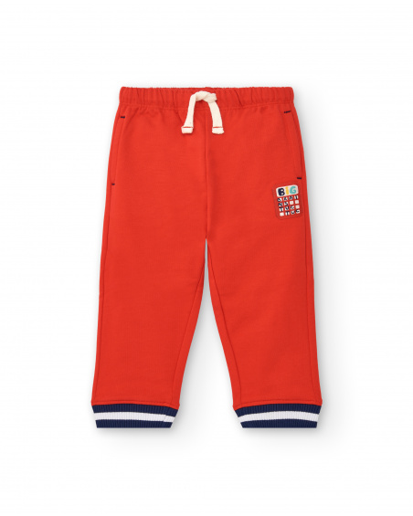 Pantalon de jogging garçon rouge avec détail calculatrice