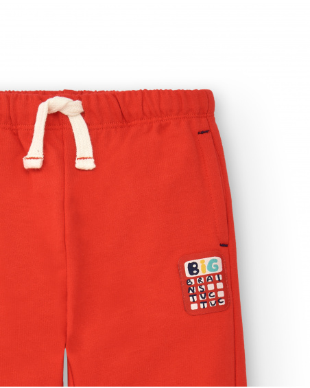 Pantalon de jogging garçon rouge avec détail calculatrice