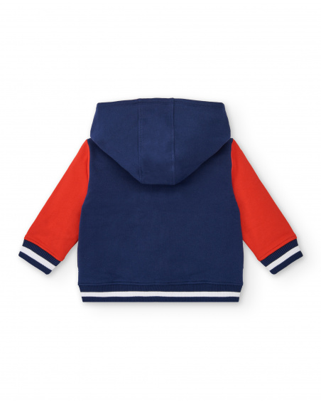 Sweat à capuche garçon bleu et rouge avec imprimé amusant Sweat à capuche garçon bleu et rouge avec imprimé amusant