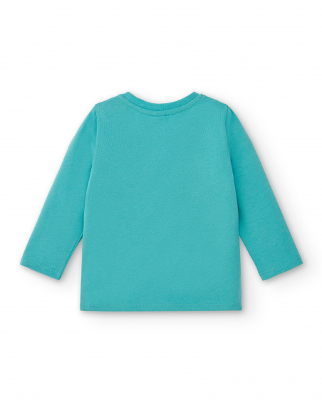 T-shirt garçon turquoise avec imprimé "Full of crazy ideas"