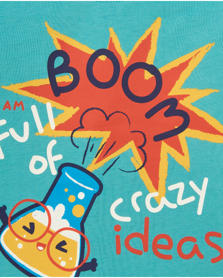 T-shirt garçon turquoise avec imprimé "Full of crazy ideas"