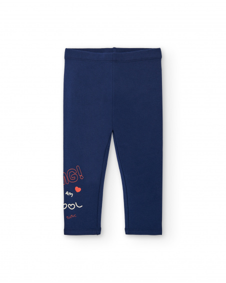 Legging fille bleu marine imprimé "OMG! I am cool" collection