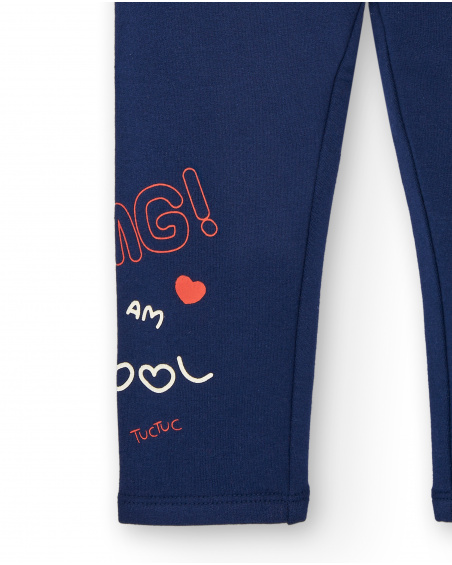 Legging fille bleu marine imprimé "OMG! I am cool" collection