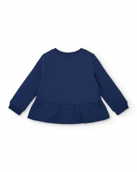 Veste fille bleu marine à volant et imprimé "OMG! I am cool"