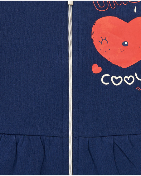 Veste fille bleu marine à volant et imprimé "OMG! I am cool"