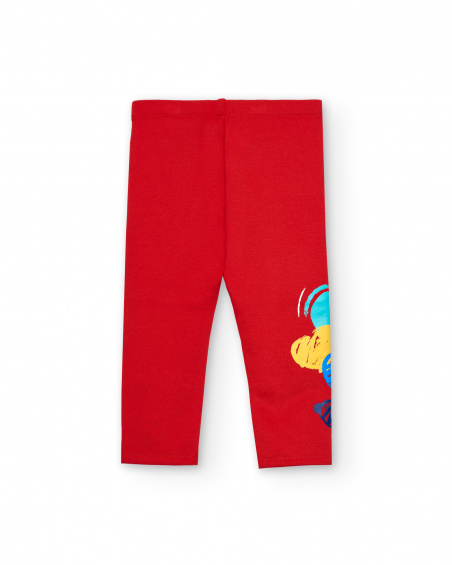 Legging fille rouge imprimé coeurs colorés collection Big Brains