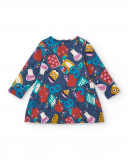 Robe fille bleue à imprimé amusant Collection Big Brains Robe fille bleue à imprimé amusant Collection Big Brains