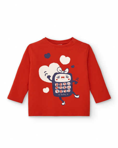 T-shirt fille en maille rouge avec imprimé amusant Collection
