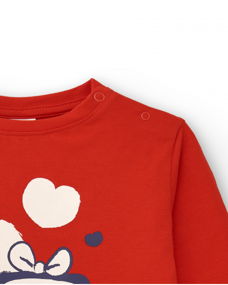 T-shirt fille en maille rouge avec imprimé amusant Collection