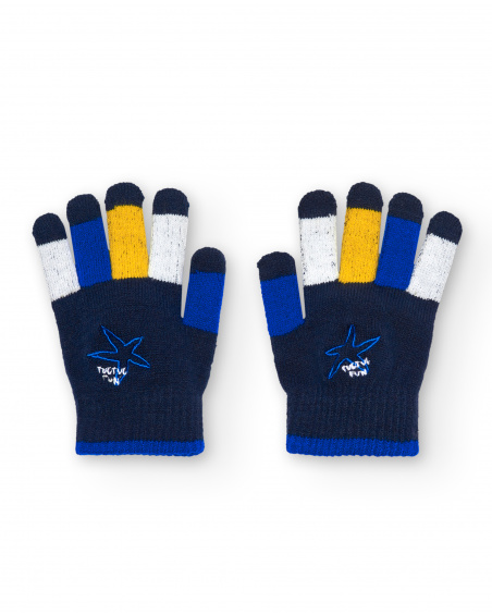 Gants garçon bleu marine avec détails multicolores Amazing