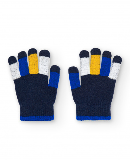 Gants garçon bleu marine avec détails multicolores Amazing