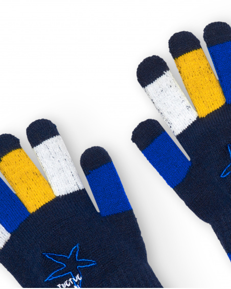 Gants garçon bleu marine avec détails multicolores Amazing