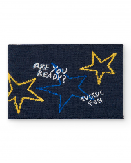 Bandana en tricot garçon bleu marine avec étoiles Collection