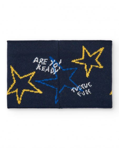 Bandana en tricot garçon bleu marine avec étoiles Collection