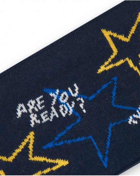 Bandana en tricot garçon bleu marine avec étoiles Collection