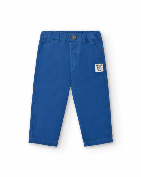 Pantalon plat garçon bleu détail graphique Amazing collection
