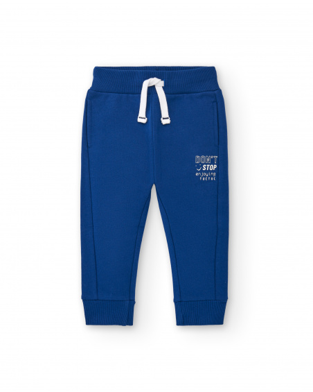 Pantalon peluche garçon bleu avec cordon réglable Collection