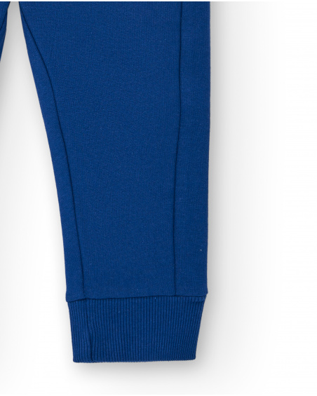 Pantalon peluche garçon bleu avec cordon réglable Collection