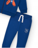 Ensemble sweat et pantalon garçon en peluche bleu à imprimé Ensemble sweat et pantalon garçon en peluche bleu à imprimé