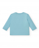 T-shirt garçon en maille bleu à imprimé créatures et manches T-shirt garçon en maille bleu à imprimé créatures et manches