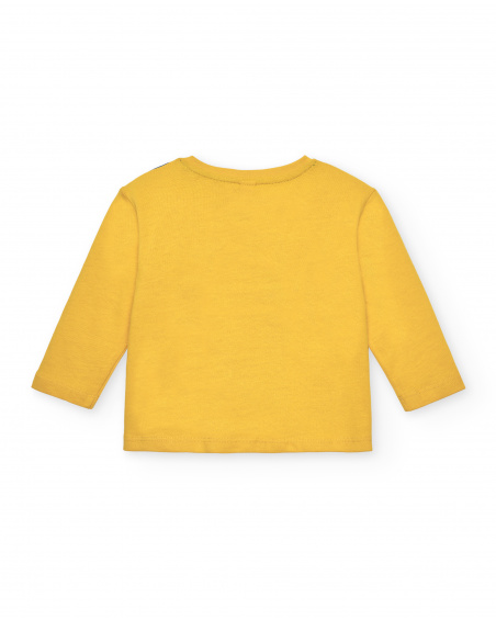 T-shirt garçon en maille jaune avec imprimé personnages et