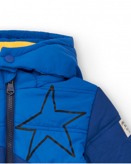 Parka technique matelassée garçon bleue imprimé étoiles