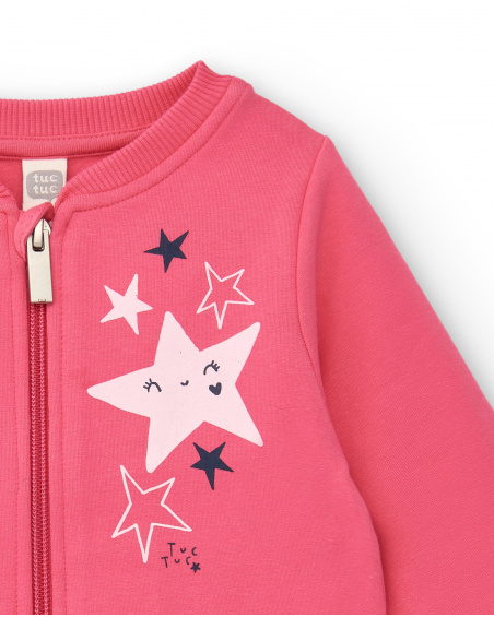 Doudoune fille rose en peluche avec étoiles et volant Amazing