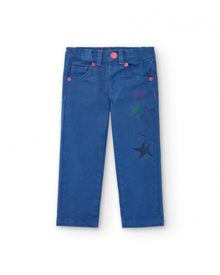 Pantalon fille en jean bleu avec étoiles imprimées Amazing