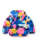 Parka technique matelassée fille bleue à imprimé multicolore Parka technique matelassée fille bleue à imprimé multicolore