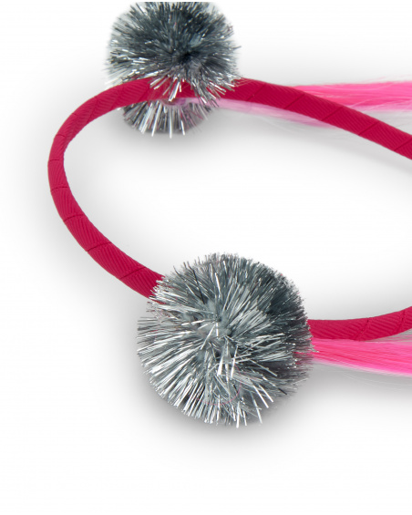 Bandeau avec pompons et touffes colorées pour fille collection