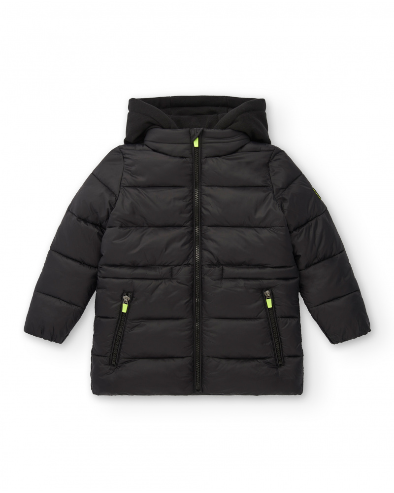Doudoune noire à capuche pour garçon de la collection The Real