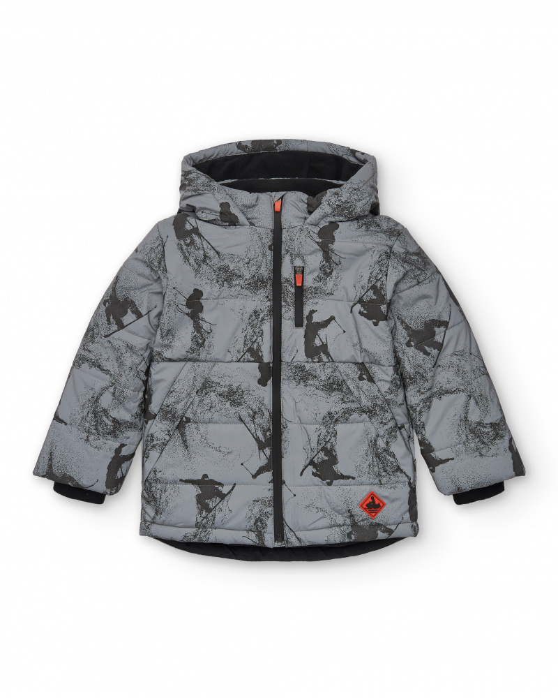 Doudoune grise à imprimé pour garçon de la collection Dark Rider