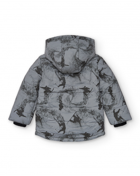Doudoune grise à imprimé pour garçon de la collection Dark Rider