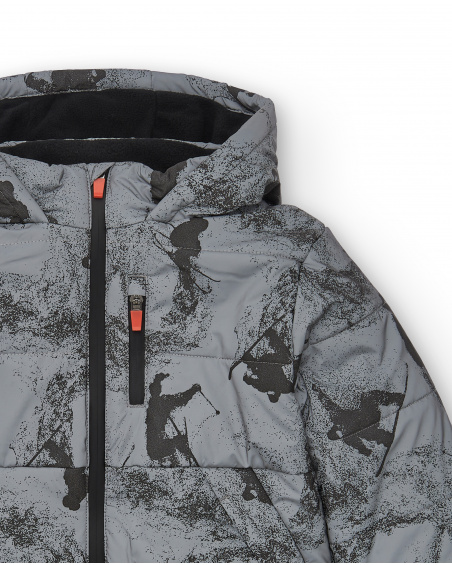 Doudoune grise à imprimé pour garçon de la collection Dark Rider